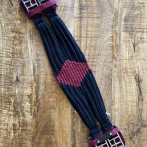 Kurzgurt Baumwolle Schwarz- Dunkelrot 60cm /12cm mit Raute und extrabreiten Schnallen