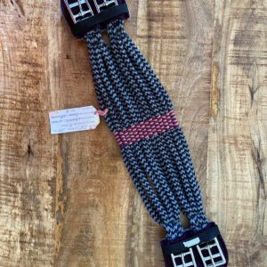 Kurzgurt Baumwolle Grau-Schwarz/Beere Edelstahlschnallen 55cm/ 11cm